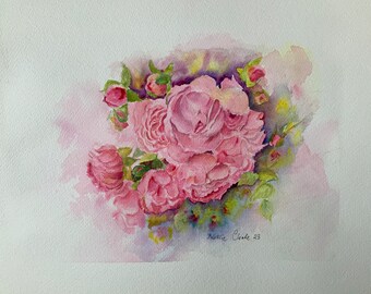 Sonata -  Original pure watercolour of roses