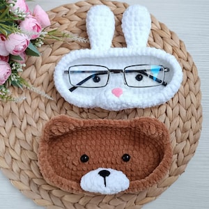 Crochet patterns Bear and Cute Bunny glasses holder Case for glasses amigurumi pattern Eyeglasses holder Amigurumi tutorial PDF in English