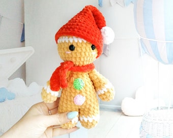 Gingerbread Man Crochet Pattern PDF – Cute Amigurumi Christmas Plush – DIY Holiday Gift Tutorial in English