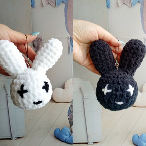 Keychain charm Bad bunny crochet pattern kawaii keychain do it yourself Handmade gift Baby shower Amigurumi tutorial PDF English