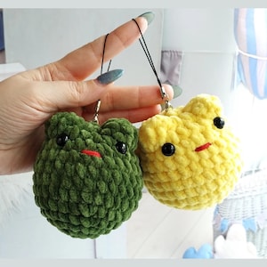 Schema per realizzare una rana paffuta all'uncinetto in PDF, portachiavi a forma di rospo, adatto ai principianti, senza cuciture, amigurumi, peluche