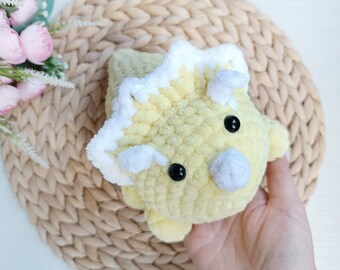 Triceratops Dinosaur Crochet Pattern No Sew Amigurumi (PDF)