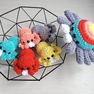 Crochet spider plush rainbow low sew pattern 2in1 bundle Mom & Baby Amigurumi tutorial PDF in English