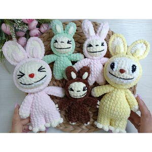 Labubu family Inspired Amigurumi Plushie Funny bunny crochet patterns Whimsical cute monster toy Amigurumi tutorial PDF in English