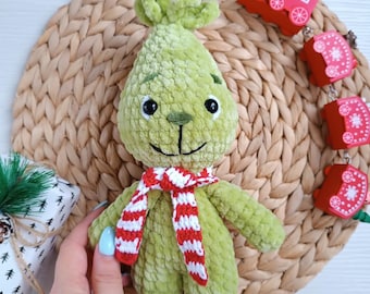 Christmas crochet no sew pattern thief baby green villain Amigurumi handmade children gift for Christmas souvenir Amigurumi tutorial PDF