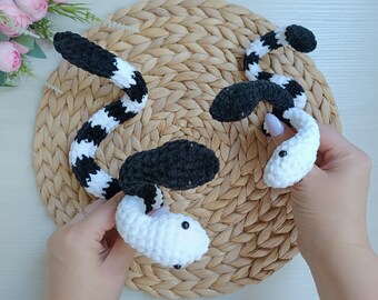 Snake Two Headed Plushie No sew crochet pattern Amigurumi tutorial PDF in English
