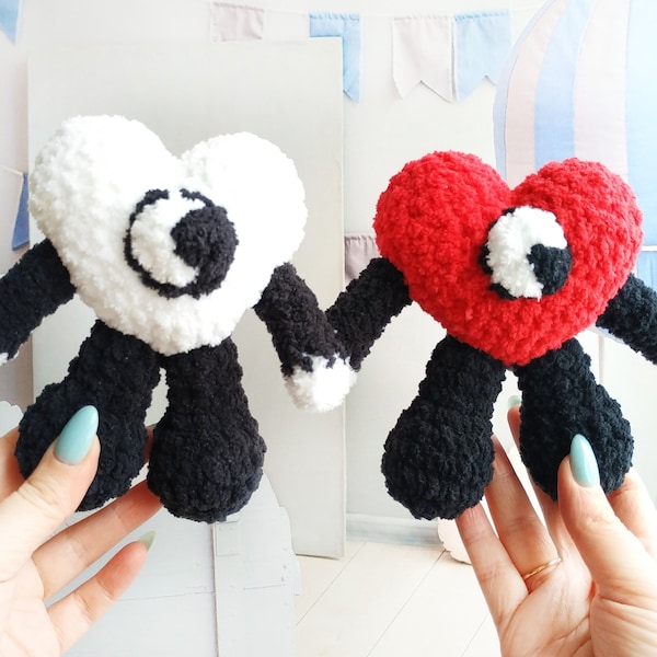 Bad bunny hearts amigurumi crochet pattern plush toys do it yourself Amigurumi tutorial PDF in English