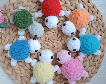 Turtle crochet keychains No sew crochet pattern Turtle mini plush cute kawaii keychains Amigurumi tutorial PDF in English