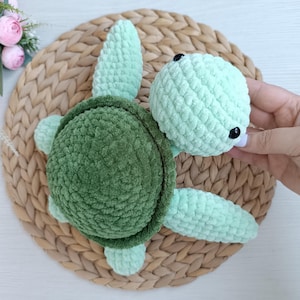 No Sew Turtle Crochet Pattern For Beginners Jumbo Amigurumi Plushie Toy ( PDF Download )