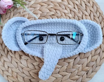 Elephant Eyeglass Holder Crochet Pattern PDF, DIY Animal Crochet Coasters, Amigurumi Tutorial (English)