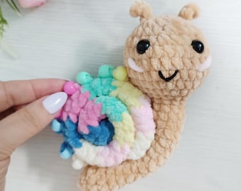 Wzór na szydełkową zabawkę „Ślimak Fidget” w formacie PDF, sensoryczna zabawka amigurumi z koralikami, samouczek w języku angielskim
