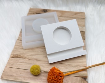 Silicone mold for tealight holder with slide-in opening / Tealight holder / Slider / Raysin / Silicone mold