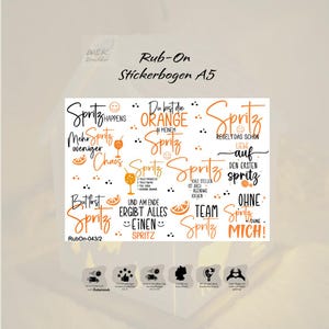 RubOn Sticker / Orange Spritz / A5 Bogen / Randlos /Abreibebilder / DIY Sticker für z.B. Glas Holz