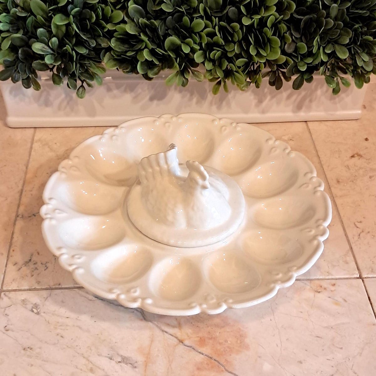Vintage Ceramic Chicken Deviled Egg Plate Tray - Etsy