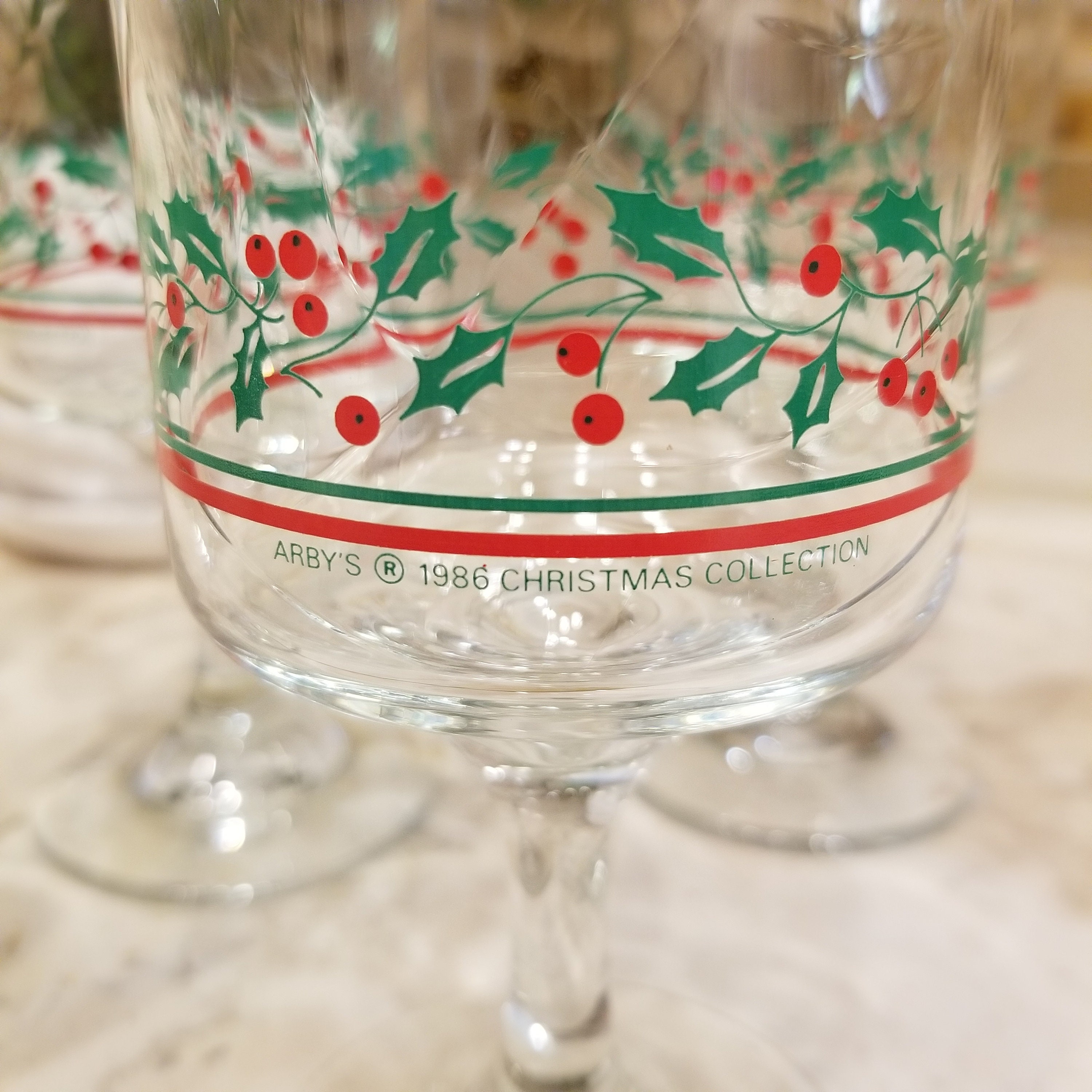 Set of 4 Vintage 1986 Arby's Christmas Collection Holly Berry Wine Glasses  - Etsy