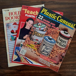 Vintage Set Of 3 Plastic Canvas Pattern Book Magazines