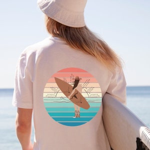 Vintage Retro print Summer T-shirt Cowgirls shirt for Party beach Retro Sunset t-shirt Oversize shirt Gift for surfers Matching shirts