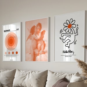 Set Of 3 Prints, Bauhaus Poster, Gallery Wall Set, Printable Poster, Bauhaus Exhibition Poster, Bauhaus Wall Art, Keith Haring Poster