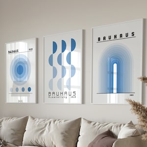 Set Of 3 Prints, Bauhaus Print, Bauhaus Poster, Bauhaus Art, Printable Art, Printable Poster, Bauhaus Exhibition Poster, Bauhaus Wall Art