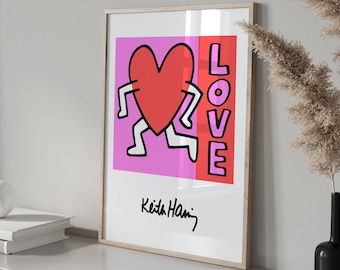 Keith Haring Love, Pop Art, Keith Haring Poster, Keith Haring Print, Keith Haring Canvas, Keith Haring Exhibition Poster, Printable Art