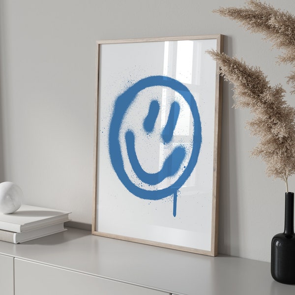 Smiley Face Print, Smiley Face Poster, Smiley Face Wall Art, Graffiti Wall Art, Street Art Prints, Graffiti Print, Spray Paint Art