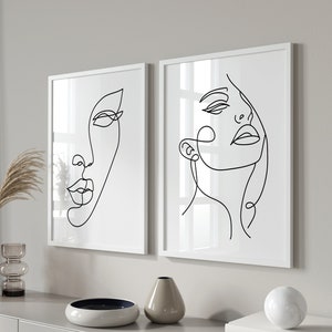 Set Of 2 Prints, Set Of 2 Wall Art, Line Art Printable, Line Art Woman, Lineart Print, Line Art Women, Minimalist Wall Art Print, One Line