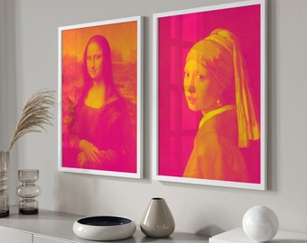 Set Of 2, Mona Lisa Poster, Girl With a Pearl Earing, Mona Lisa Print, Printable Art, Printable Posters, Set Of 2 Prints, Set Of 2 Wall Art