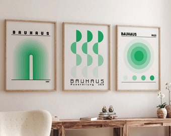 Mint Set Of 3 Prints, Bauhaus Poster, Bauhaus Print, Bauhaus Art, Printable Art, Printable Poster, Bauhaus Exhibition, Bauhaus Wall Art