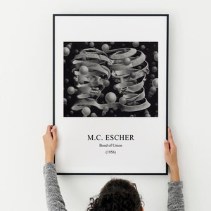 M.C. Escher Poster Bond Of Union, M.C. Escher Print, MC Escher Poster, MC Escher Print, klassisches Poster, schwarz-weiß-Druck