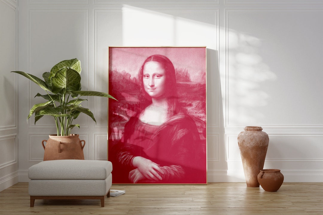 Mona Lisa Print, Viva Magenta Wall Art, Mona Lisa Poster, Monalisa