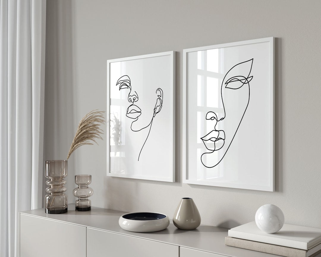 Set of 2 Prints, Line Art Women, Line Art Printable, Set of 2 Wall Art ...