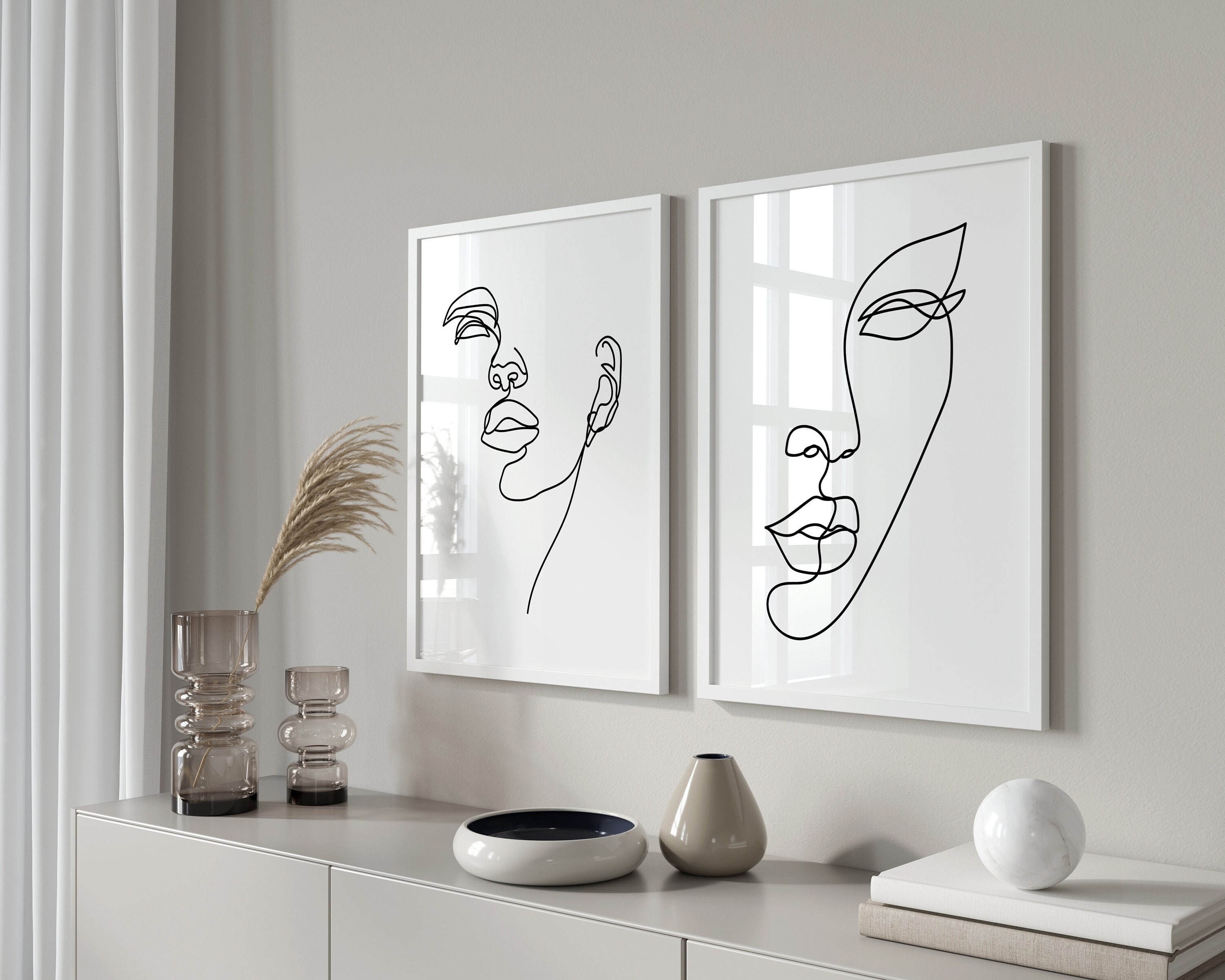 Set of 2 Prints, Line Art Women, Line Art Printable, Set of 2 Wall Art ...
