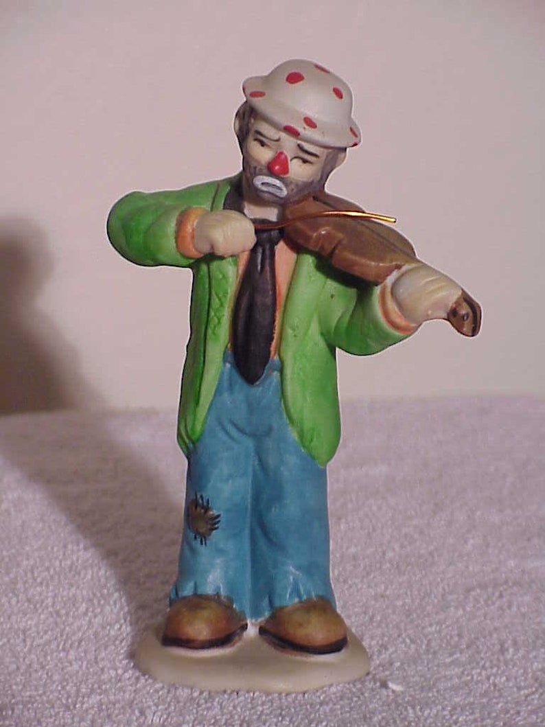 2 EMMETT KELLY JR Flambro Figurine 70 Years Young signed by Emmett