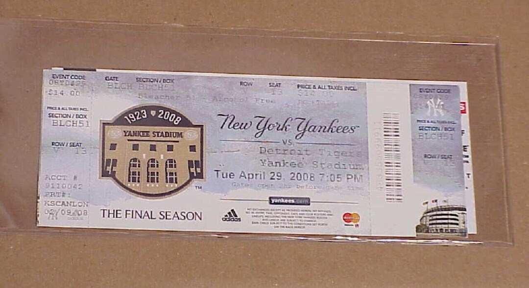 NEW YORK YANKEES Full Ticket Yankee Stadium Final Season Etsy