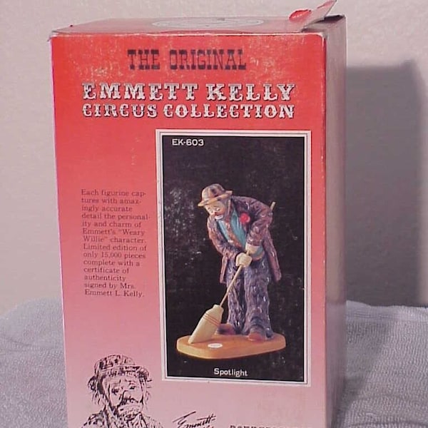 Original EMMETT KELLY Circus Collection 'SPOTLIGHT' Limited Edition Figurine #11964 of 15000 made by David Grossman Creations with Box