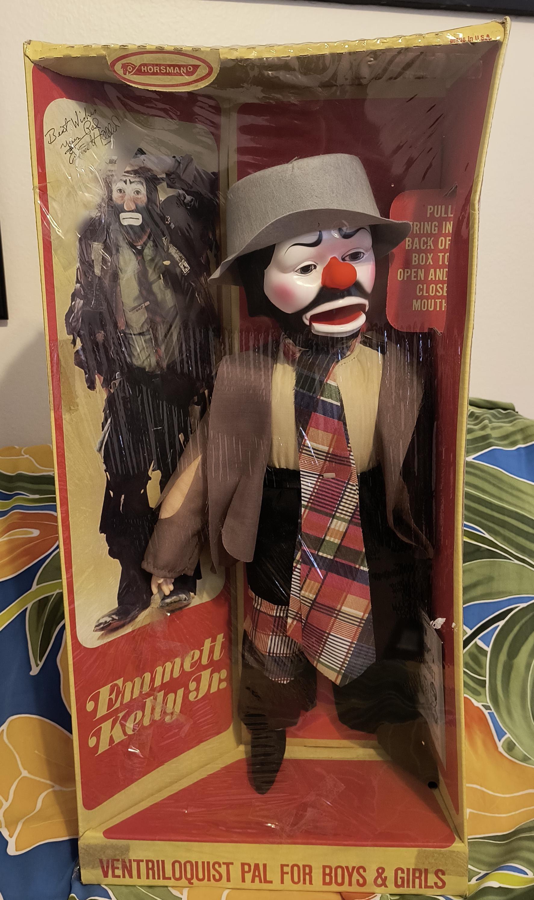 50s Vintage Emmett Kelly Clown Doll箱あり vintage EMMETT KELLY the famous clown VENTRILOQUIST DOLL juro ITS