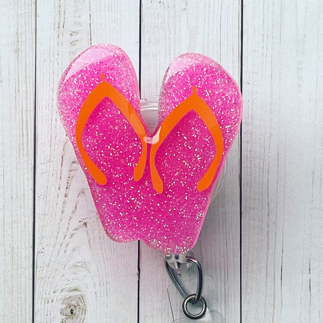 Flip Flop Badge Reel, Summer Retractable Badge Holder, Cute Badge Reel, Gift for Friend, Teacher