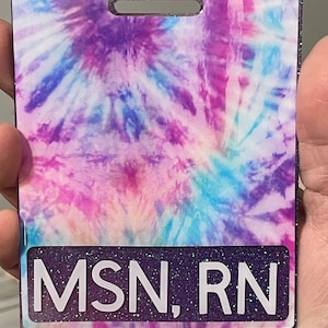 Tie dye Badge holder , badge holder, tie dye Badge Buddy, ID badge, glitter badge, nurse gifts, friend gifts, colorful badge