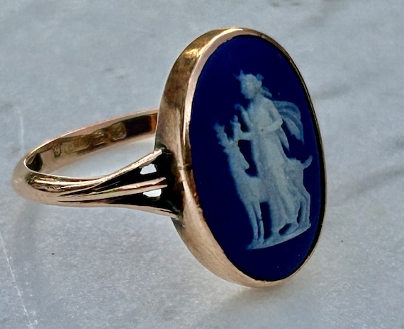 Antique Wedgewood Ring 9k Gold Birmingham 1918 View 5