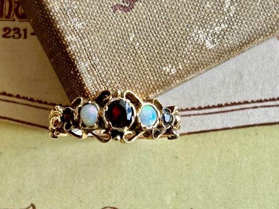Antique Victorian Garnet and Opal 10k Yellow Gold… - image 8