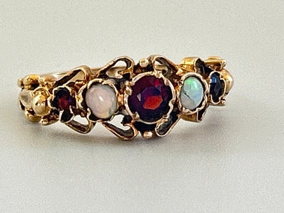 Antique Victorian Garnet and Opal 18k Yellow Gold… - image 2