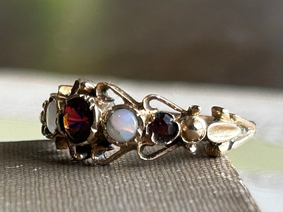 Antique Victorian Garnet and Opal 10k Yellow Gold… - image 6