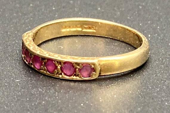 Antique Ruby Stackable Band 9kt Gold Size 6.75 - image 2