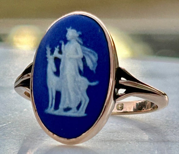 Antique Wedgewood Ring 9k Gold Birmingham 1918 View 3