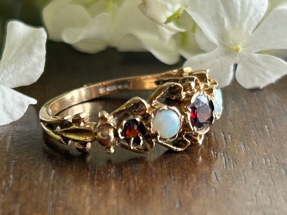 Antique Victorian Garnet and Opal 10k Yellow Gold… - image 3