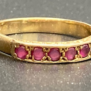 Antique Ruby Stackable Band 9kt Gold Size 6.75