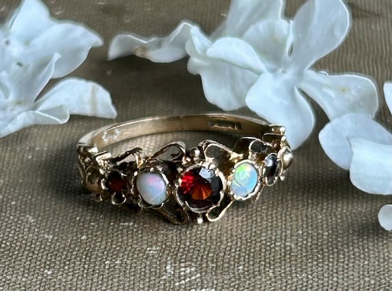 Antique Victorian Garnet and Opal 10k Yellow Gold… - image 7
