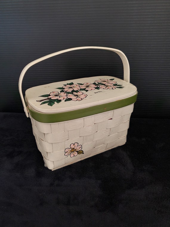 Vintage Signed Caro-nan Hand Painted Floral Basket Purse - Etsy