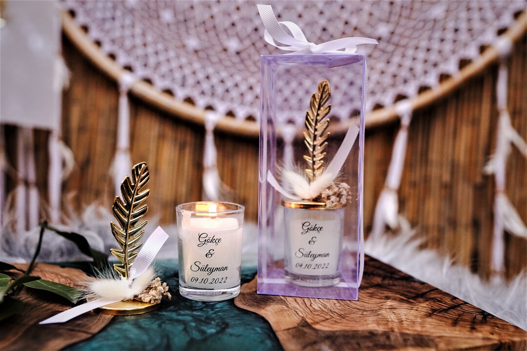 Personalized Candle for Wedding Favors, Luxury Gold Wedding Candle