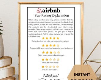 Airbnb Star Rating Explanation Sign (Digital Download)